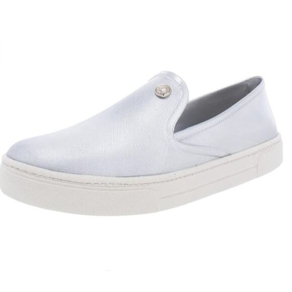 Vince Camuto Women's Marjetta Faux Leather Slip On Sneakers 9.5 Flat Silver NIB - Picture 1 of 7